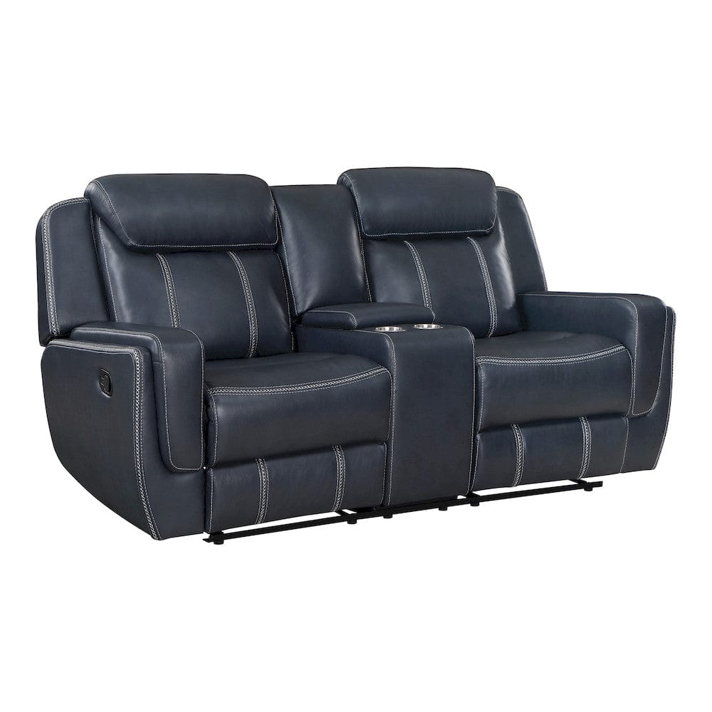 Homelegance  - Littleton Double Reclining Love Seat W/ Center Console, Receptacles and USB Ports in Blue - 8516BU-2  view 2