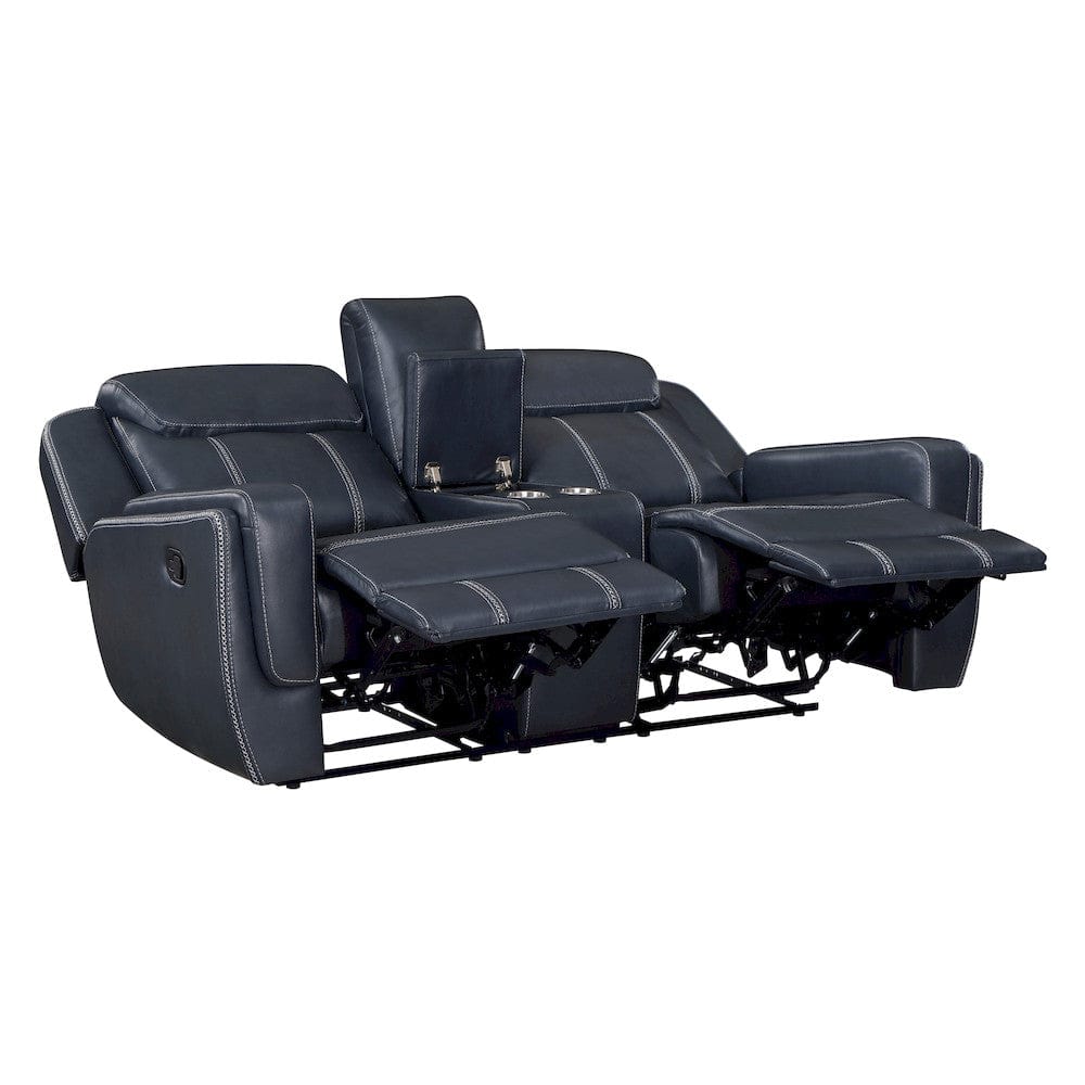 Homelegance  - Littleton Double Reclining Love Seat W/ Center Console, Receptacles and USB Ports in Blue - 8516BU-2  view 4