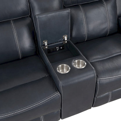 Homelegance  - Littleton Double Reclining Love Seat W/ Center Console, Receptacles and USB Ports in Blue - 8516BU-2  view 5