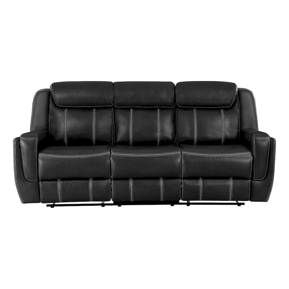 Homelegance  - Littleton Double Reclining Sofa W/ Center Drop-Down Cup Holders,Storage Pouch, Receptacles and USB Ports in Black - 8516BK-3  view 1