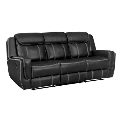 Homelegance  - Littleton Double Reclining Sofa W/ Center Drop-Down Cup Holders,Storage Pouch, Receptacles and USB Ports in Black - 8516BK-3  view 2