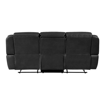 Homelegance  - Littleton Double Reclining Sofa W/ Center Drop-Down Cup Holders,Storage Pouch, Receptacles and USB Ports in Black - 8516BK-3  view 3
