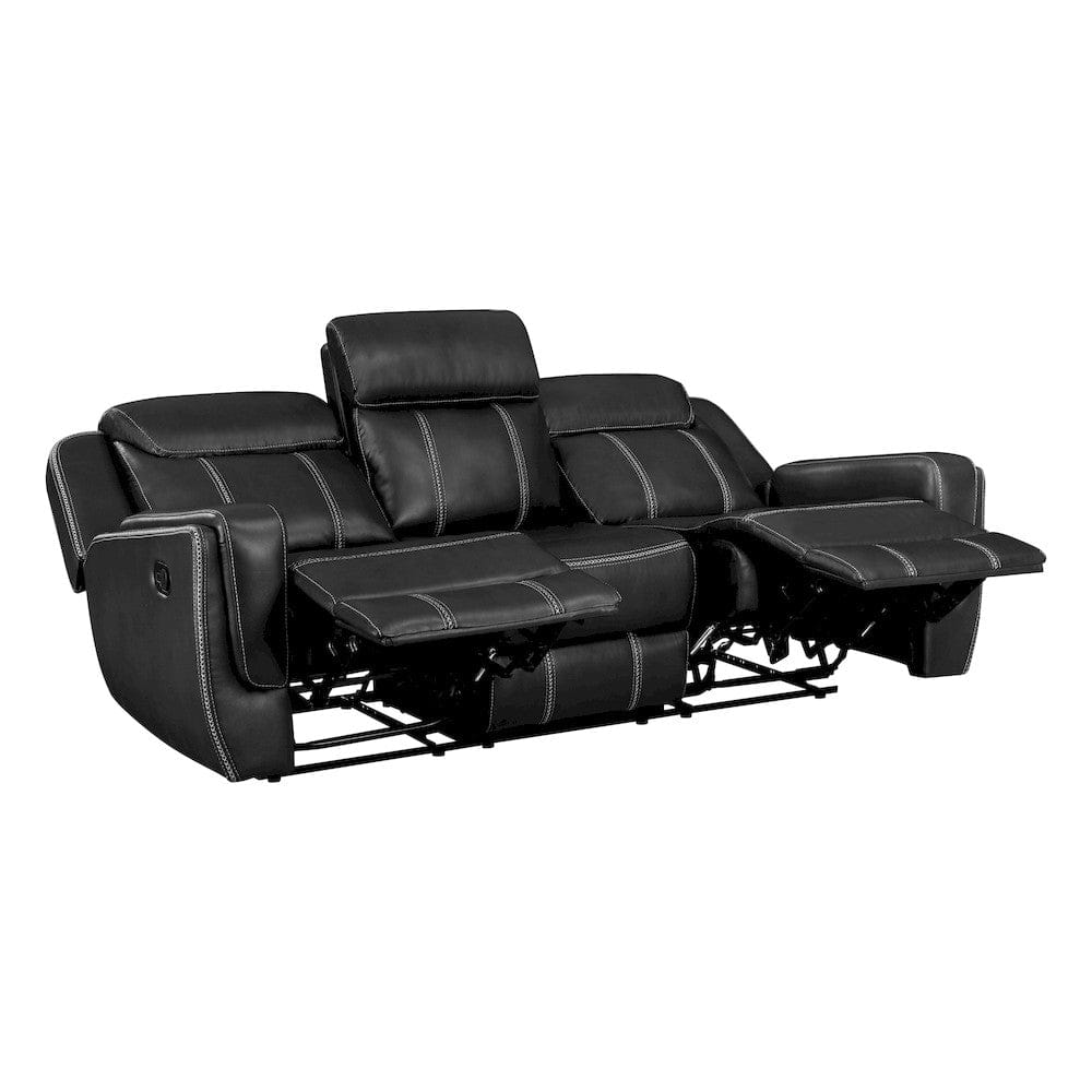 Homelegance  - Littleton Double Reclining Sofa W/ Center Drop-Down Cup Holders,Storage Pouch, Receptacles and USB Ports in Black - 8516BK-3  view 4