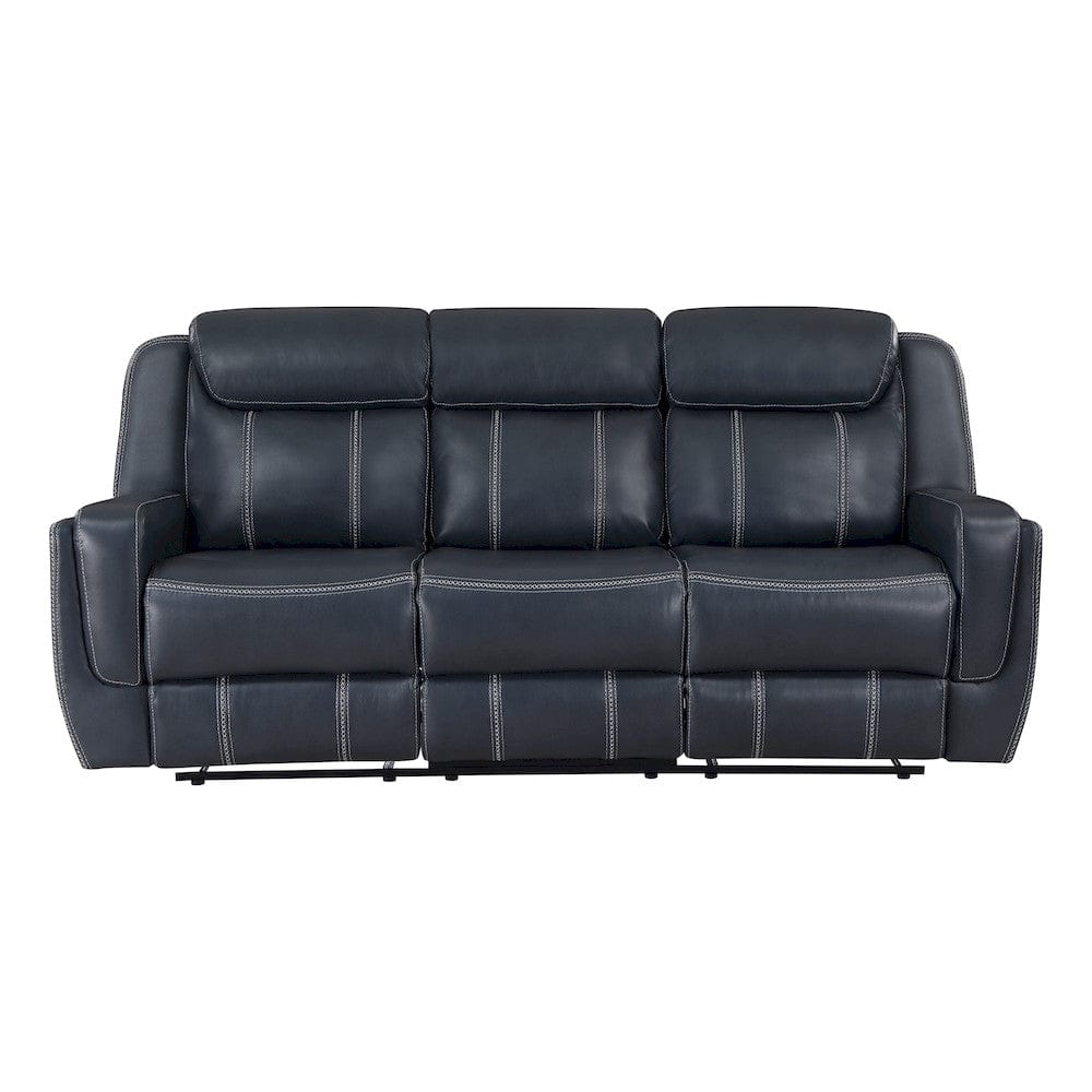 Homelegance  - Littleton Double Reclining Sofa W/ Center Drop-Down Cup Holders,Storage Pouch, Receptacles and USB Ports in Blue - 8516BU-3  view 1