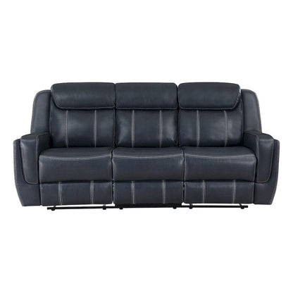 Homelegance  - Littleton Double Reclining Sofa W/ Center Drop-Down Cup Holders,Storage Pouch, Receptacles and USB Ports in Blue - 8516BU-3  view 1