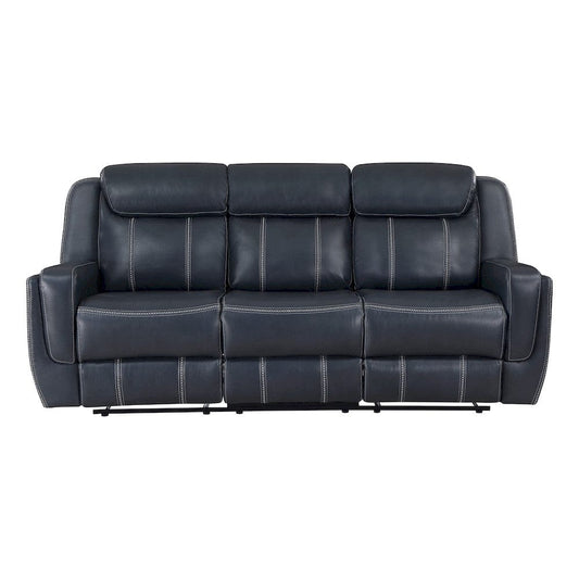Homelegance  - Littleton Double Reclining Sofa W/ Center Drop-Down Cup Holders,Storage Pouch, Receptacles and USB Ports in Blue - 8516BU-3  view 1
