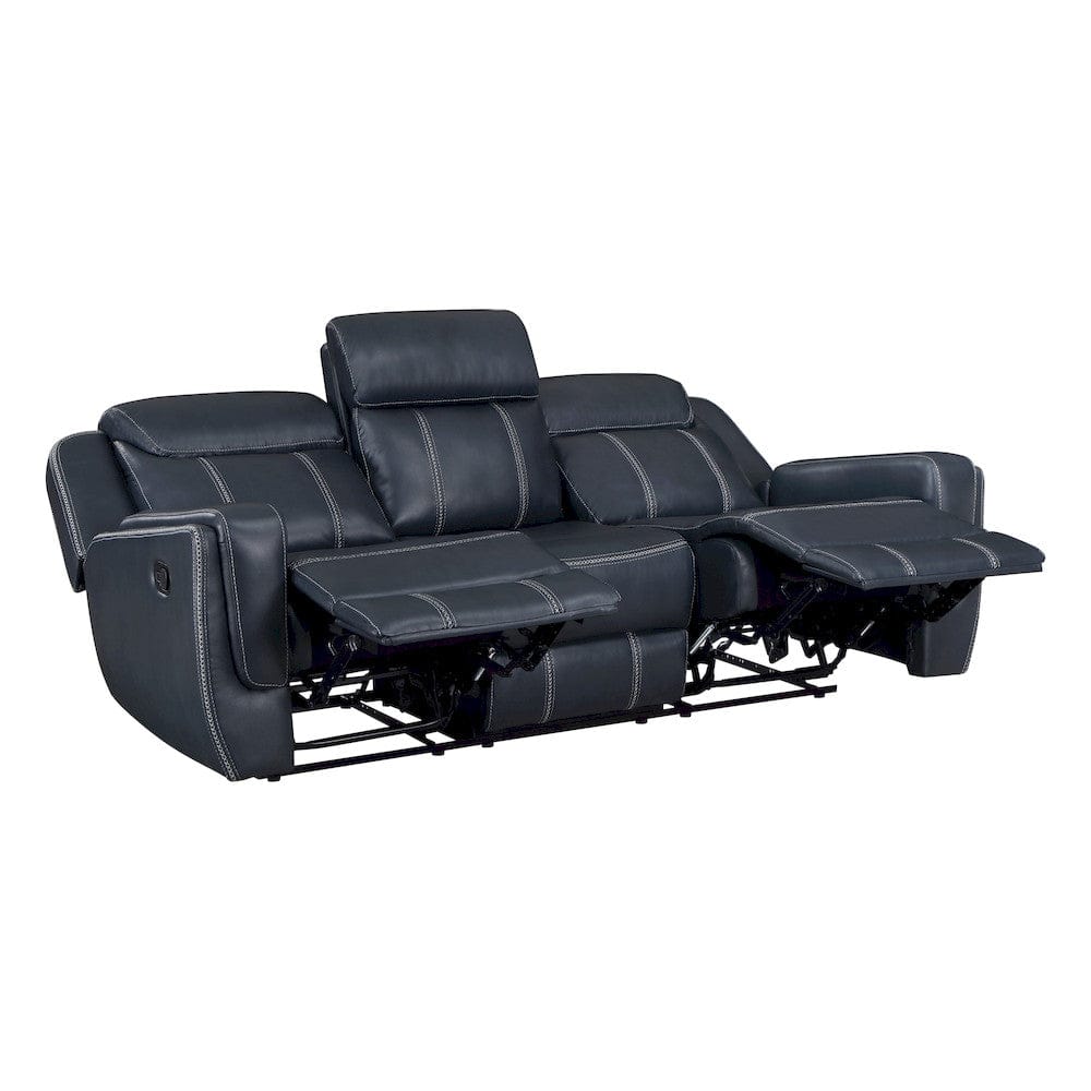 Homelegance  - Littleton Double Reclining Sofa W/ Center Drop-Down Cup Holders,Storage Pouch, Receptacles and USB Ports in Blue - 8516BU-3  view 4