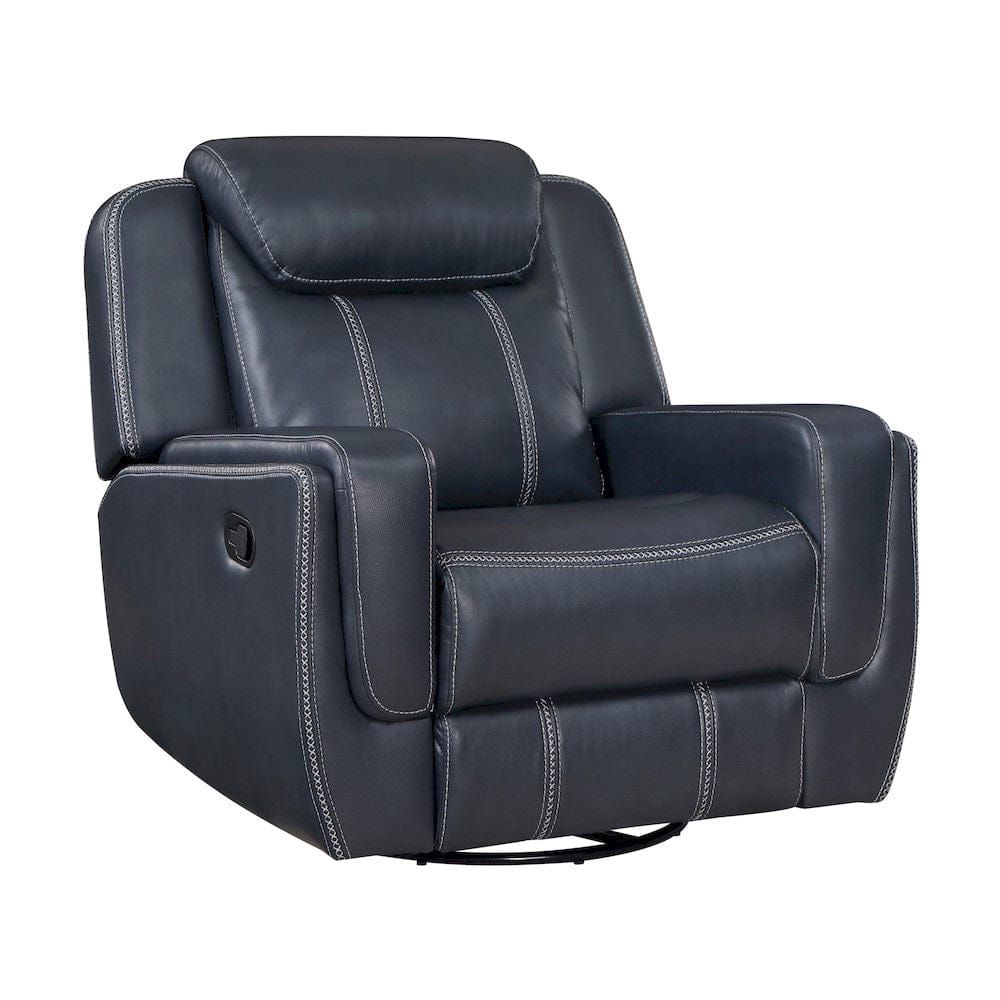 Homelegance  - Littleton Swivel Glider Reclining Chair in Blue - 8516BU-1  view 2