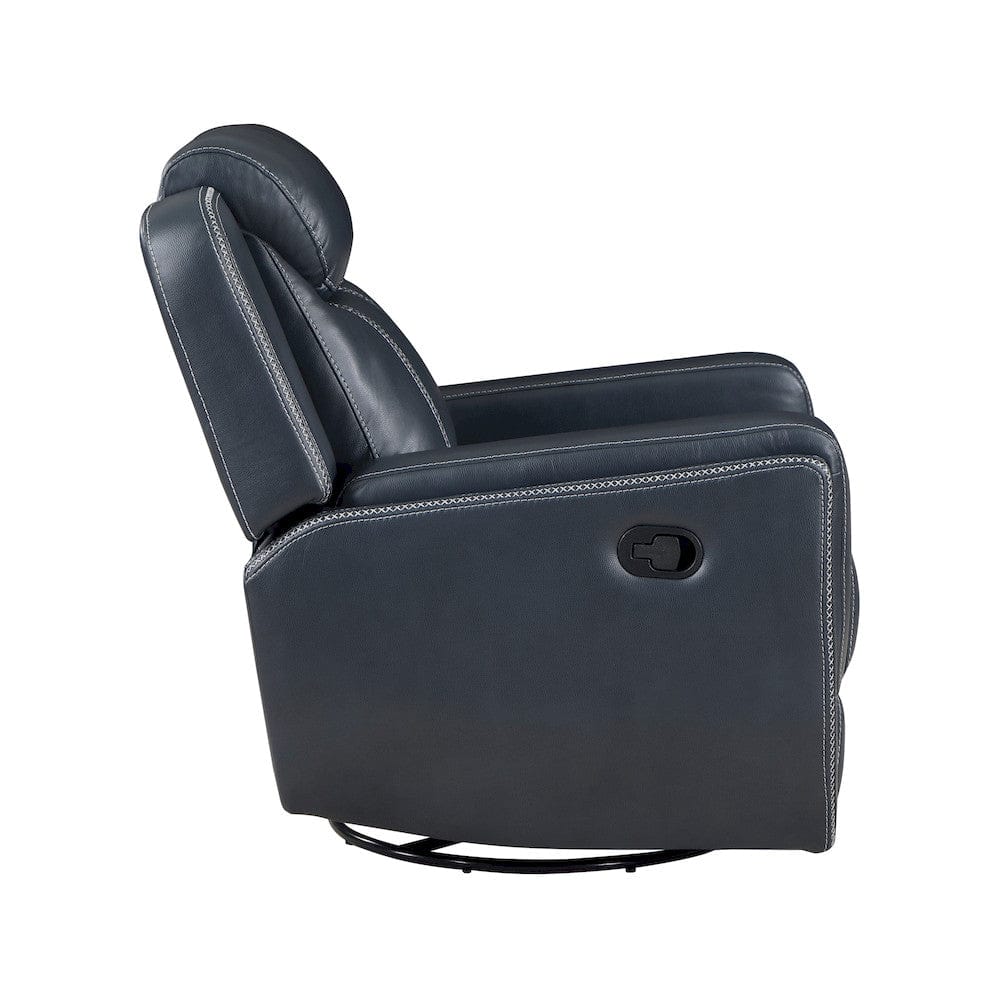 Homelegance  - Littleton Swivel Glider Reclining Chair in Blue - 8516BU-1  view 3
