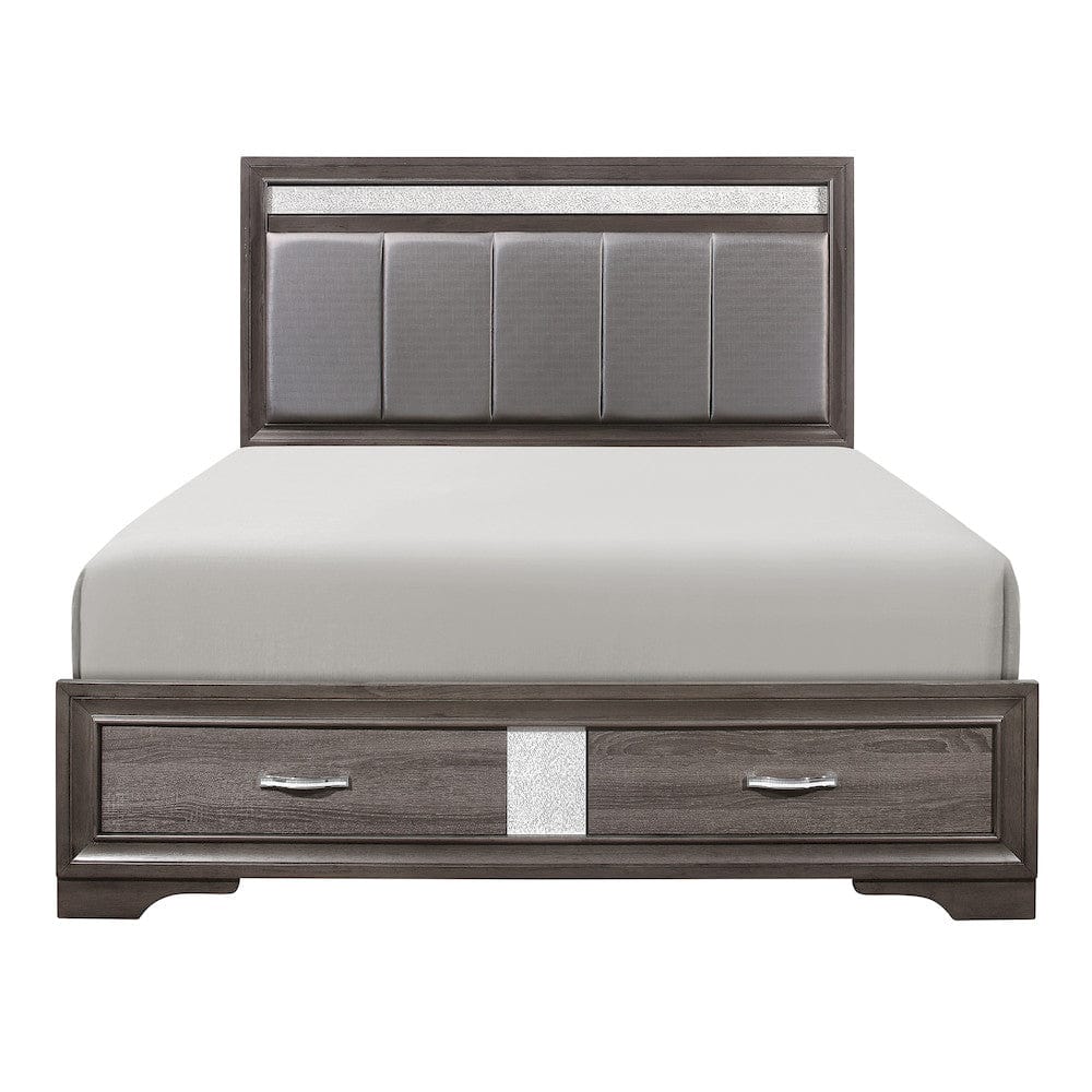 Homelegance  - Luster Eastern King Platform Bed W/ Footboard Storage in Gray - 1505K-1EKx  view 1