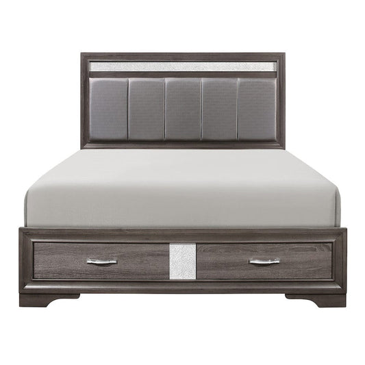 Homelegance  - Luster Eastern King Platform Bed W/ Footboard Storage in Gray - 1505K-1EKx  view 1