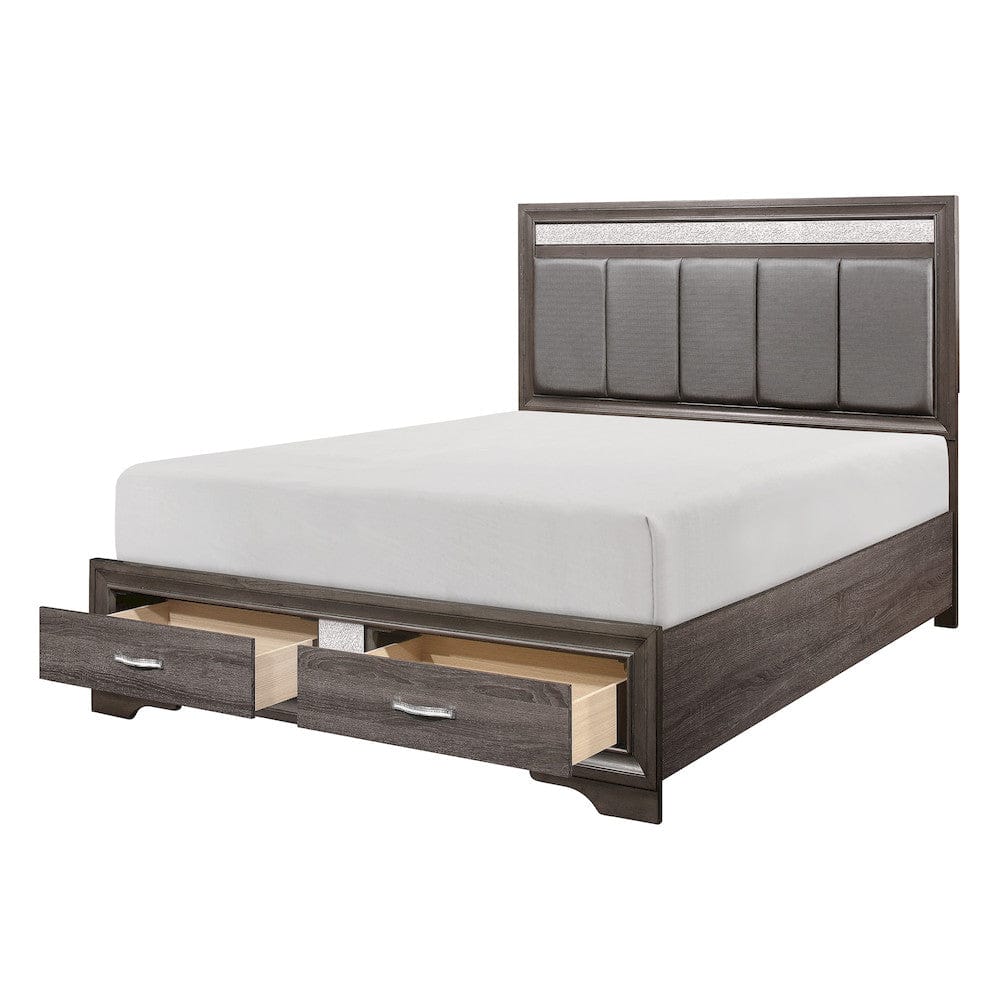 Homelegance  - Luster Eastern King Platform Bed W/ Footboard Storage in Gray - 1505K-1EKx  view 3