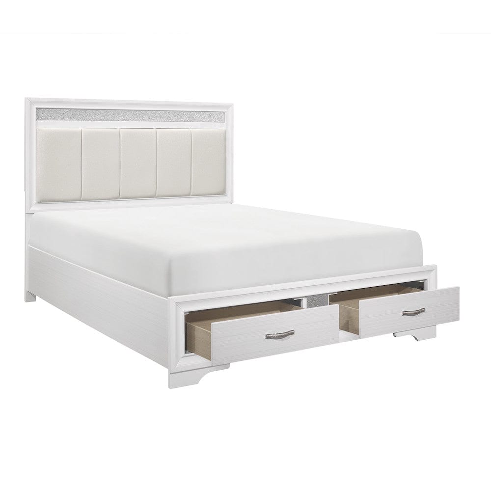 Homelegance  - Luster Eastern King Platform Bed W/ Footboard Storage in White - 1505WK-1EKx  view 7