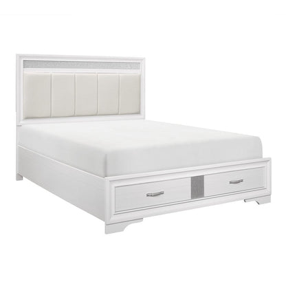 Homelegance  - Luster Queen Platform Bed W/ Footboard Storage in White - 1505W-1x  view 2