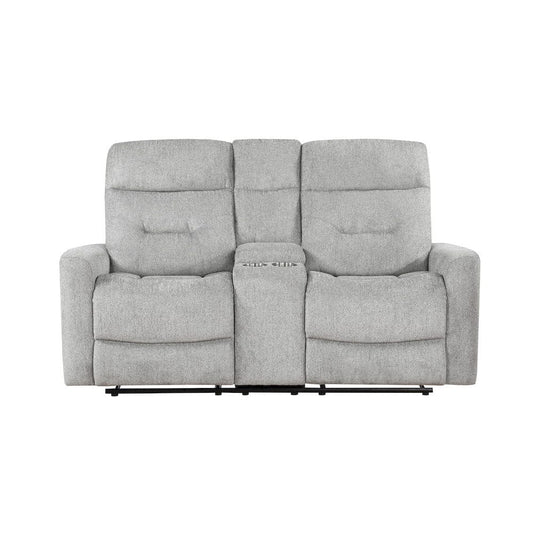 Homelegance  - Lyndon Double Reclining Love Seat W/ Center Console in Gray - 9610GY-2  view 1