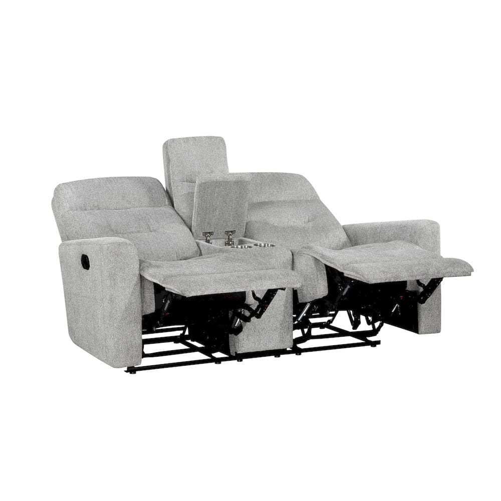 Homelegance  - Lyndon Double Reclining Love Seat W/ Center Console in Gray - 9610GY-2  view 4