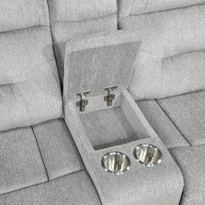 Homelegance  - Lyndon Double Reclining Love Seat W/ Center Console in Gray - 9610GY-2  view 5