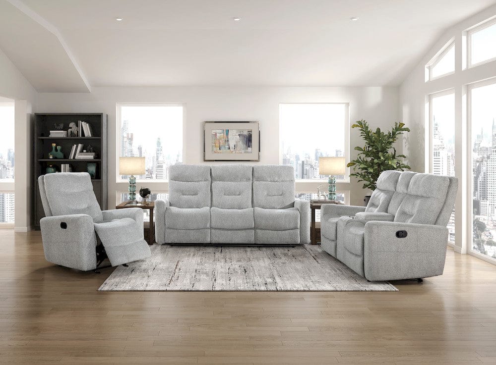Homelegance  - Lyndon Double Reclining Love Seat W/ Center Console in Gray - 9610GY-2  view 7
