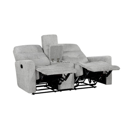 Homelegance  - Lyndon Double Reclining Love Seat W/ Center Console in Gray - 9610GY-2  view 9