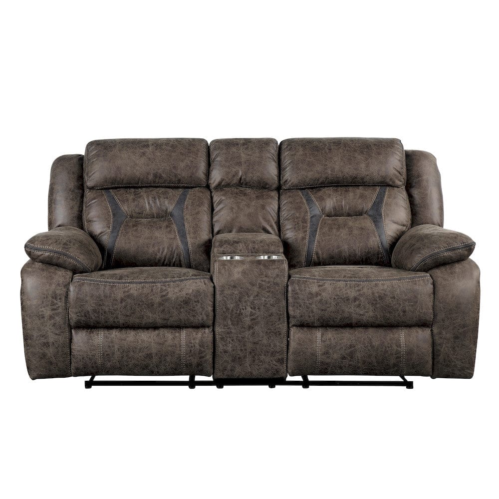 Homelegance  - Madrona Hill Double Reclining Love Seat W/ Center Console in Dark brown - 9989DB-2  view 1