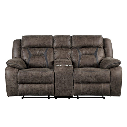 Homelegance  - Madrona Hill Double Reclining Love Seat W/ Center Console in Dark brown - 9989DB-2  view 1
