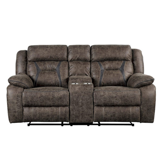 Homelegance  - Madrona Hill Double Reclining Love Seat W/ Center Console in Dark brown - 9989DB-2  view 1