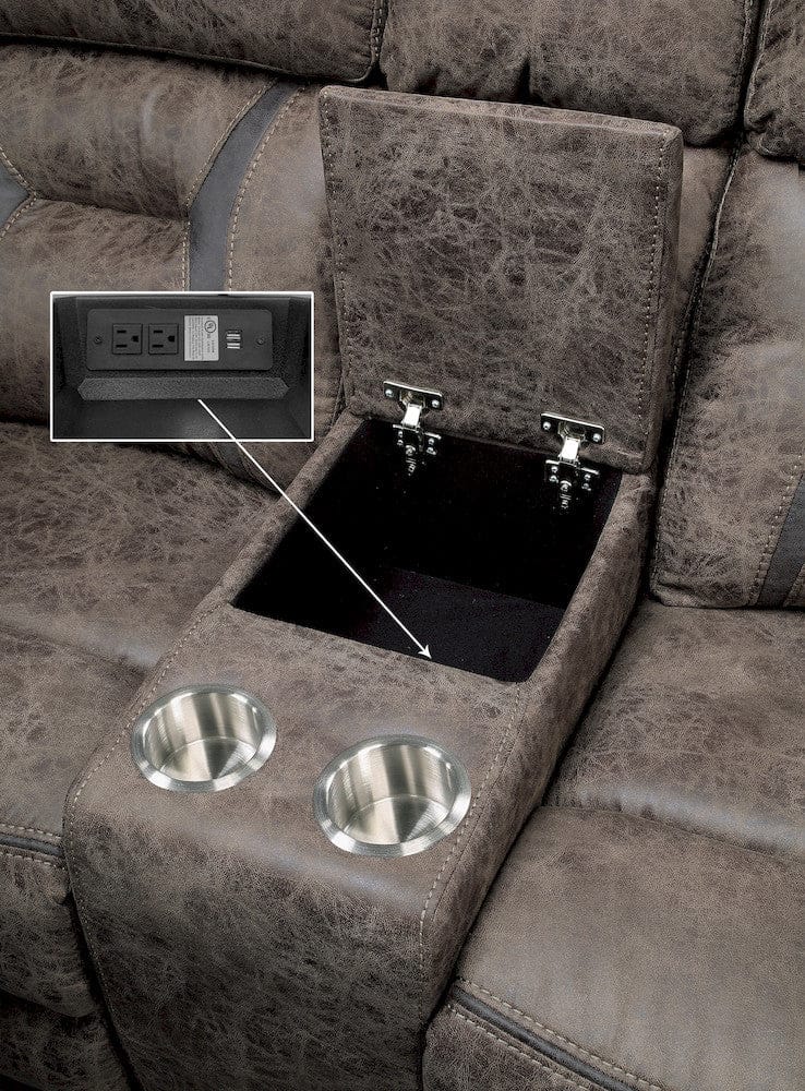 Homelegance  - Madrona Hill Double Reclining Love Seat W/ Center Console in Dark brown - 9989DB-2  view 2