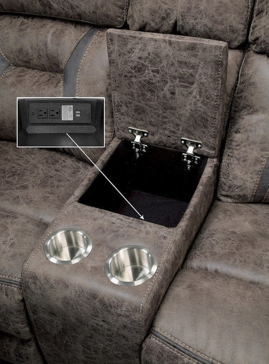 Homelegance  - Madrona Hill Double Reclining Love Seat W/ Center Console in Dark brown - 9989DB-2  view 2