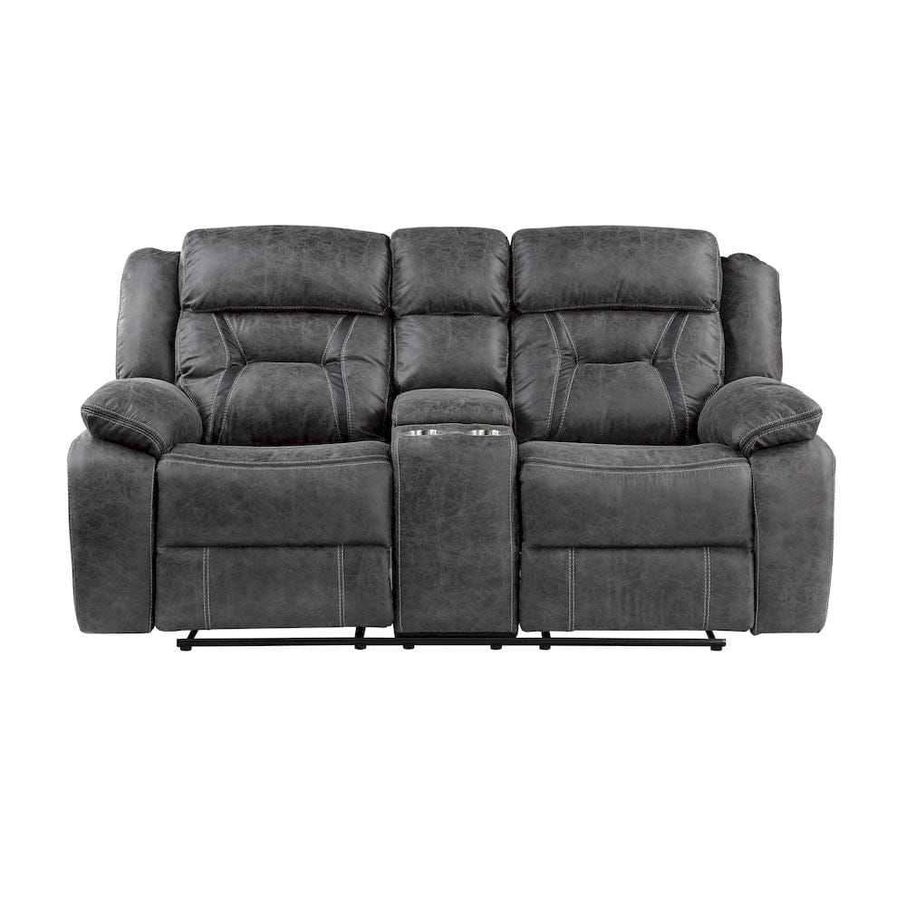 Homelegance  - Madrona Hill Double Reclining Love Seat W/ Center Console in Gray - 9989GY-2  view 1