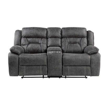 Homelegance  - Madrona Hill Double Reclining Love Seat W/ Center Console in Gray - 9989GY-2  view 1