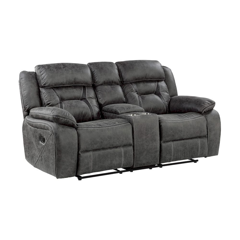 Homelegance  - Madrona Hill Double Reclining Love Seat W/ Center Console in Gray - 9989GY-2  view 3