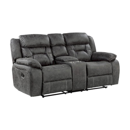 Homelegance  - Madrona Hill Double Reclining Love Seat W/ Center Console in Gray - 9989GY-2  view 3