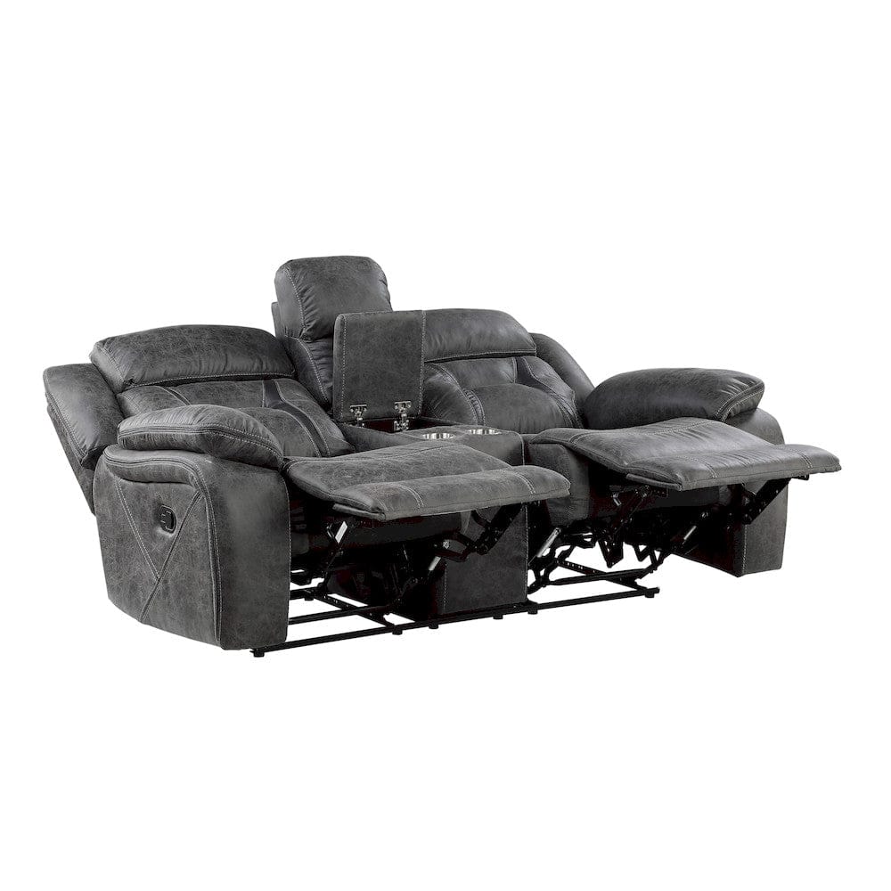 Homelegance  - Madrona Hill Double Reclining Love Seat W/ Center Console in Gray - 9989GY-2  view 4