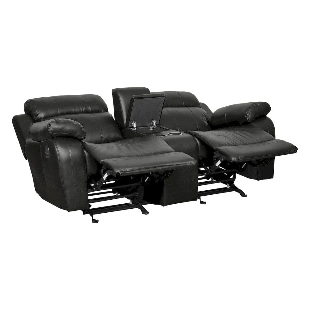 Homelegance  - Marille Double Glider Reclining Love Seat W/ Center Console in Black - 9724BLK-2  view 5