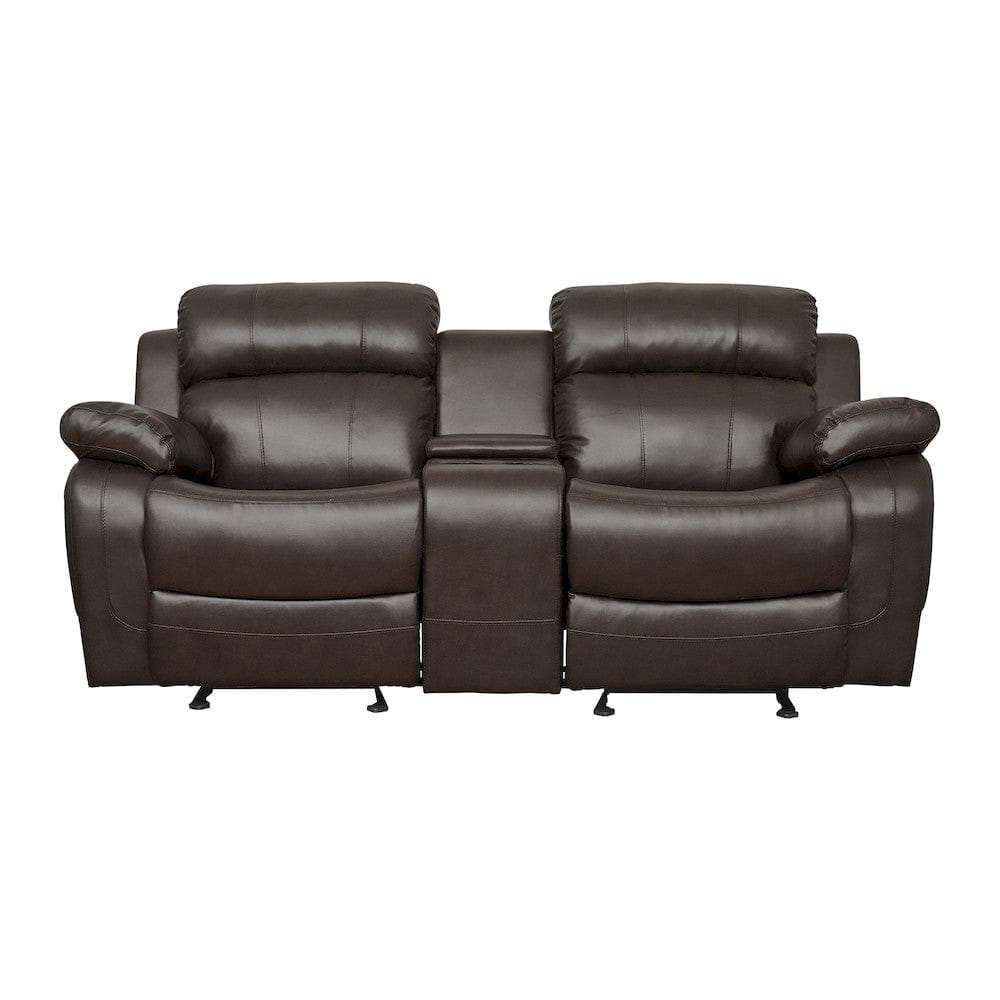 Homelegance  - Marille Double Glider Reclining Love Seat W/ Center Console in Brown - 9724BRW-2  view 1