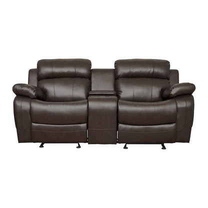 Homelegance  - Marille Double Glider Reclining Love Seat W/ Center Console in Brown - 9724BRW-2  view 1