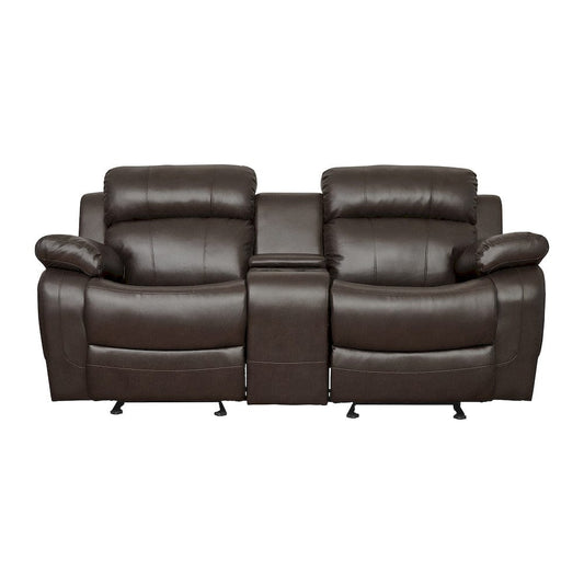 Homelegance  - Marille Double Glider Reclining Love Seat W/ Center Console in Brown - 9724BRW-2  view 1