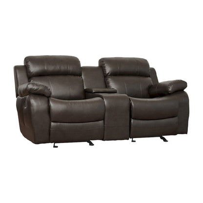 Homelegance  - Marille Double Glider Reclining Love Seat W/ Center Console in Brown - 9724BRW-2  view 5