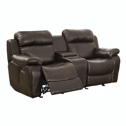 Homelegance  - Marille Double Glider Reclining Love Seat W/ Center Console in Brown - 9724BRW-2  view 7