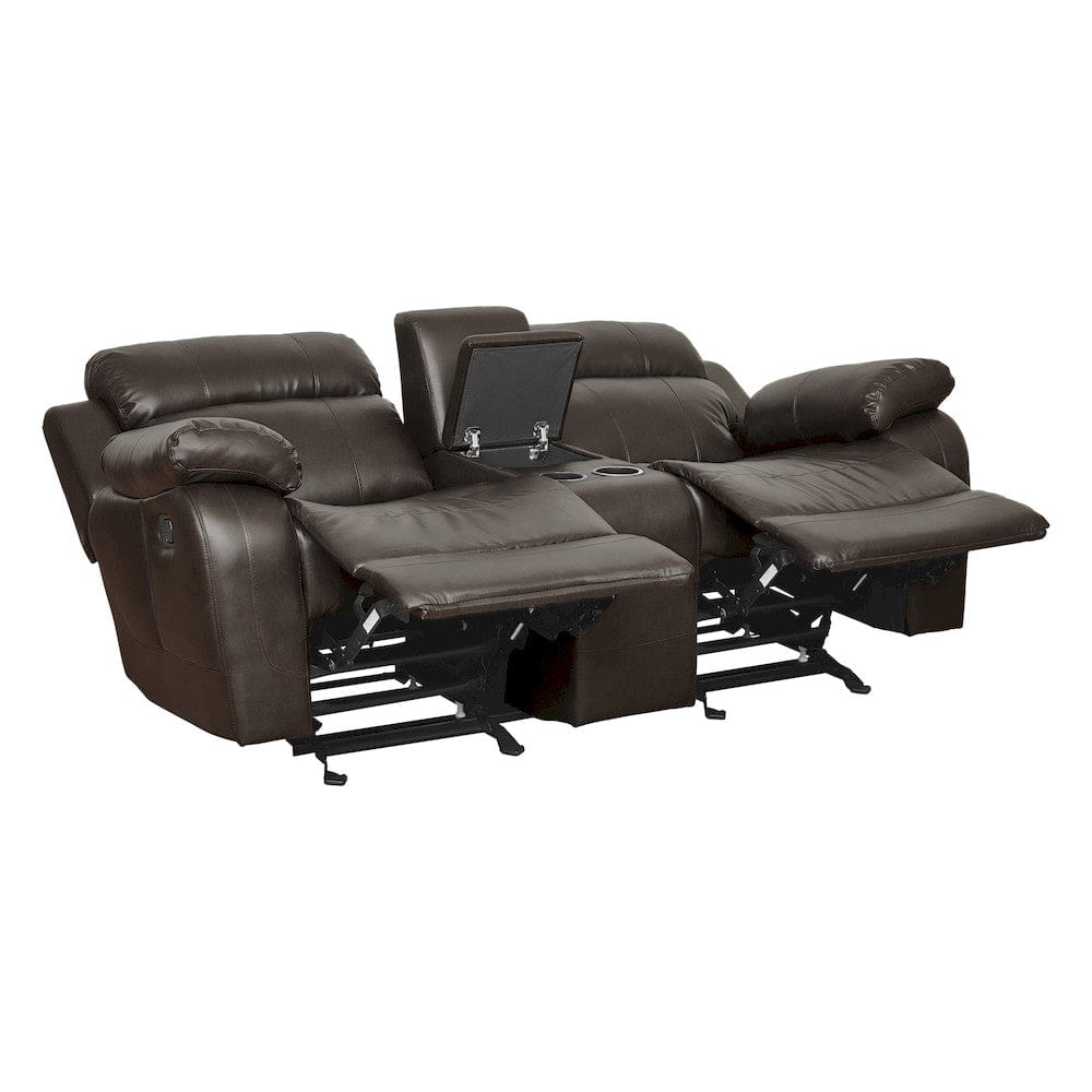 Homelegance  - Marille Double Glider Reclining Love Seat W/ Center Console in Brown - 9724BRW-2  view 8