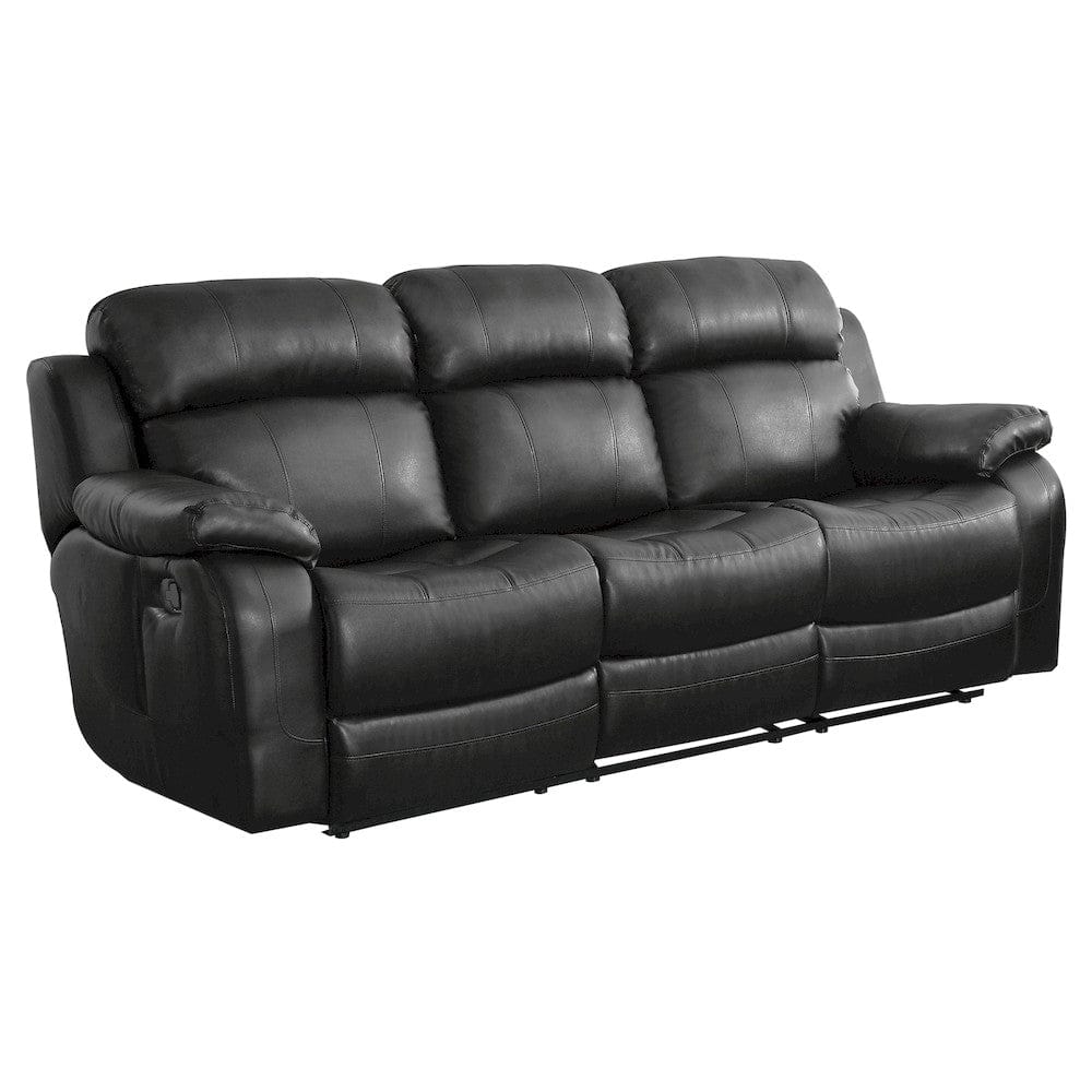 Homelegance  - Marille Double Reclining Sofa W/ Center Drop-Down Cup Holders in Black - 9724BLK-3  view 3
