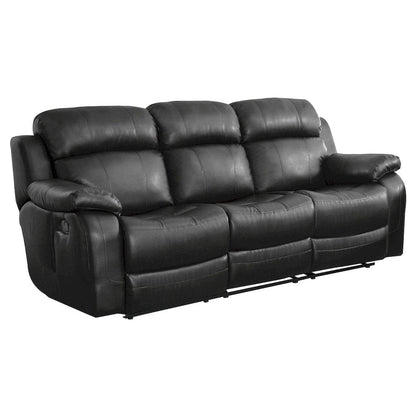 Homelegance  - Marille Double Reclining Sofa W/ Center Drop-Down Cup Holders in Black - 9724BLK-3  view 3