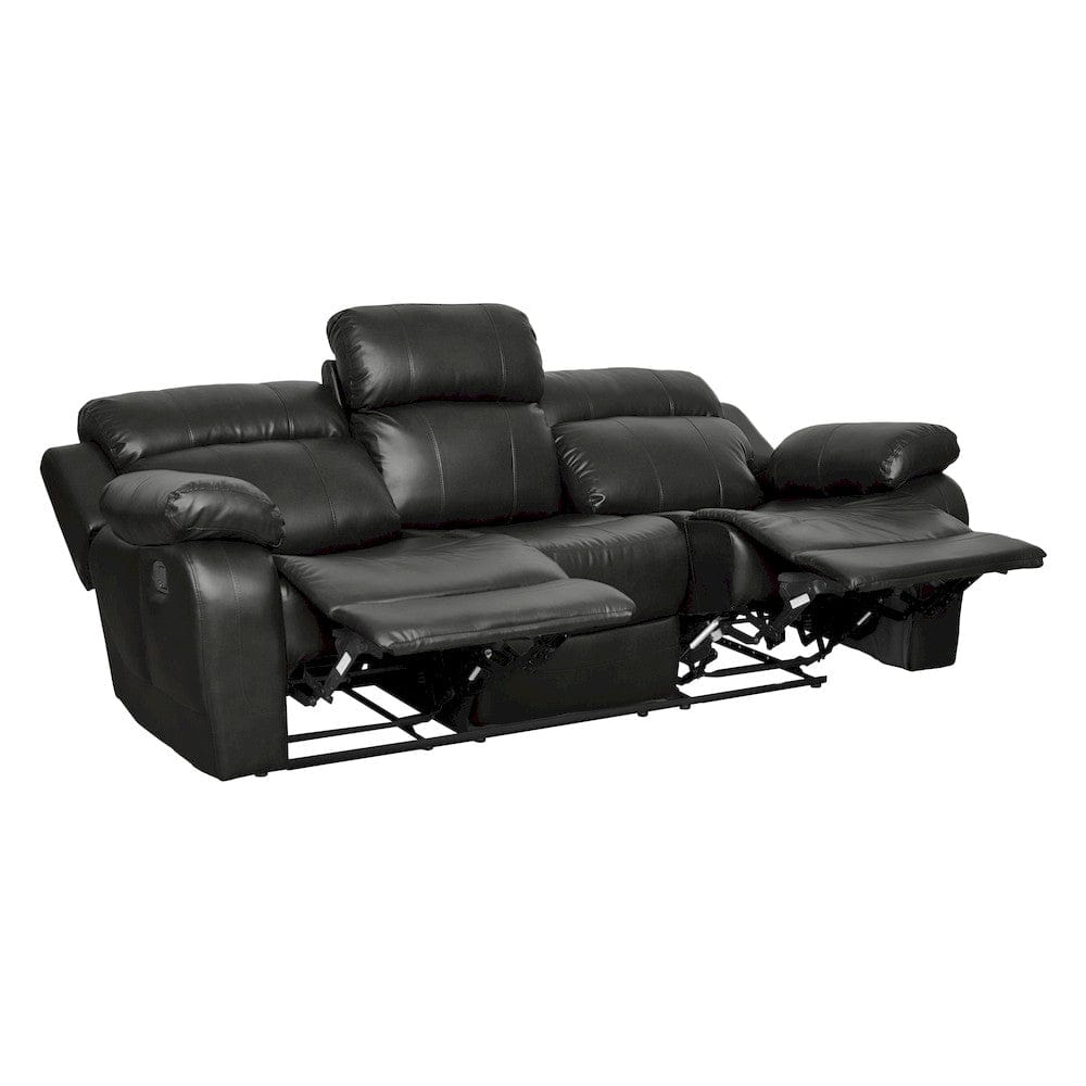 Homelegance  - Marille Double Reclining Sofa W/ Center Drop-Down Cup Holders in Black - 9724BLK-3  view 5