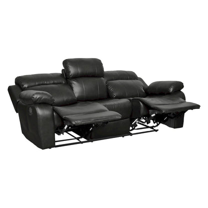 Homelegance  - Marille Double Reclining Sofa W/ Center Drop-Down Cup Holders in Black - 9724BLK-3  view 5