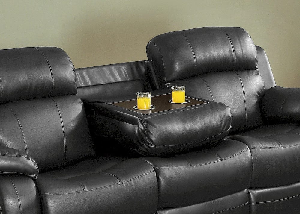 Homelegance  - Marille Double Reclining Sofa W/ Center Drop-Down Cup Holders in Black - 9724BLK-3  view 7