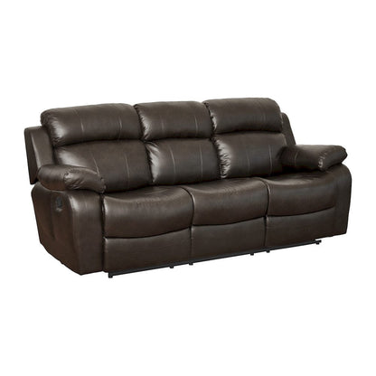 Homelegance  - Marille Double Reclining Sofa W/ Center Drop-Down Cup Holders in Brown - 9724BRW-3  view 3