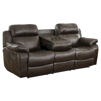 Homelegance  - Marille Double Reclining Sofa W/ Center Drop-Down Cup Holders in Brown - 9724BRW-3  view 5