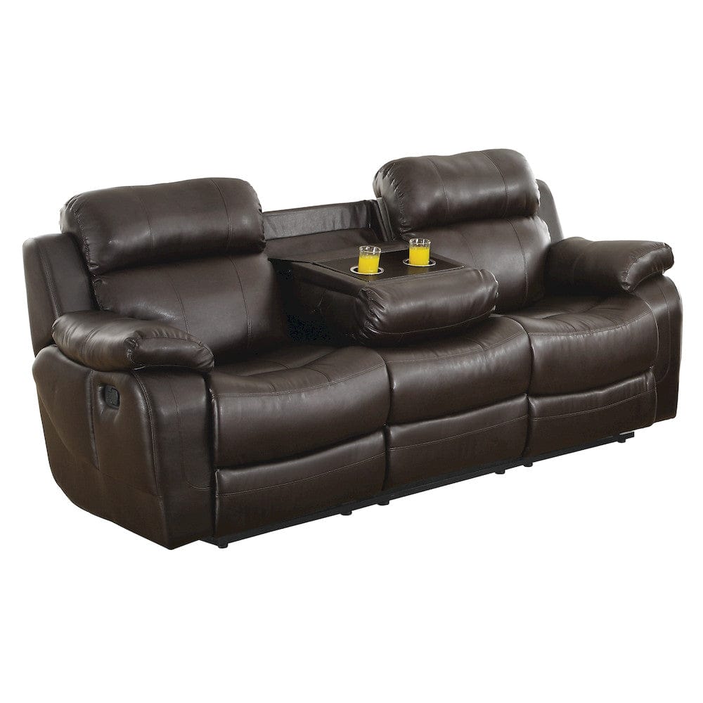 Homelegance  - Marille Double Reclining Sofa W/ Center Drop-Down Cup Holders in Brown - 9724BRW-3  view 6