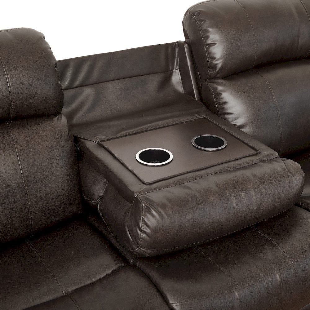 Homelegance  - Marille Double Reclining Sofa W/ Center Drop-Down Cup Holders in Brown - 9724BRW-3  view 8