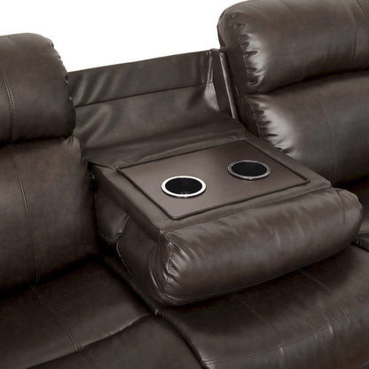 Homelegance  - Marille Double Reclining Sofa W/ Center Drop-Down Cup Holders in Brown - 9724BRW-3  view 8